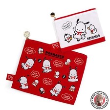 NEW Sanrio Pochacco Flat Pouch Set with Red Ribbon 35th Anniversary Perfect for