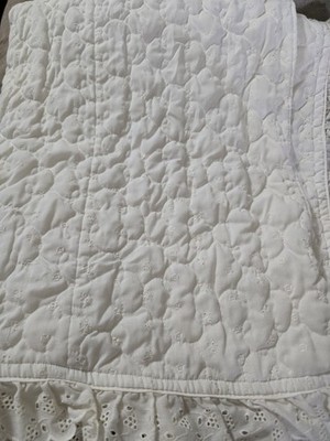 Vintage Eyelet Quilted With Eyelet Trim Curtain Panel Set 80 X 30