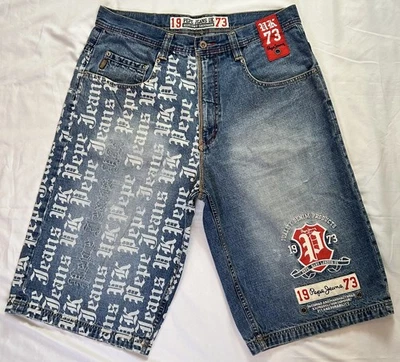 RARE Pepe Jeans Denim Jorts Patch Embroidered Baggy Shorts Y2K - Image 1 of 4