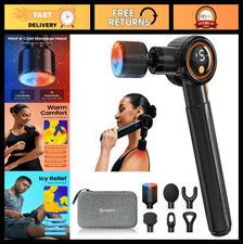 Deep Tissue Massage Gun with Heat Cold Therapy, 6 Heads, Adjustable Angles, Po