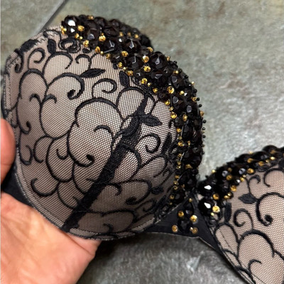 Marciano by Guess Black Beaded Embellished Lace Bra 34D