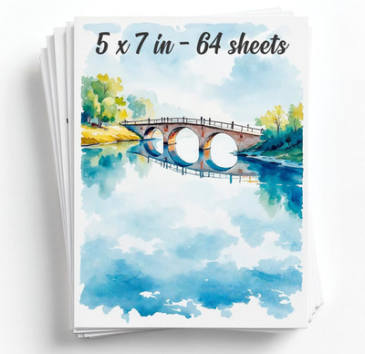 64 Sheets Watercolor Paper Pad - 5''x7'' - Water Color Paper 140lb/300gsm - 100% C