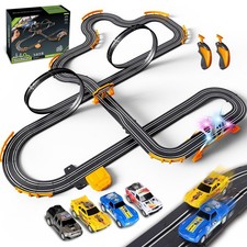 Slot Car Race Track for Kids with 4 Slot Cars, Dual Racing Electric Car Track...
