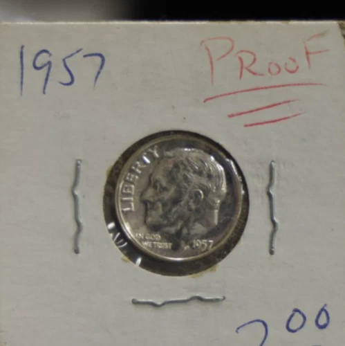 1957 Proof Roosevelt Silver Dime 10c Gem