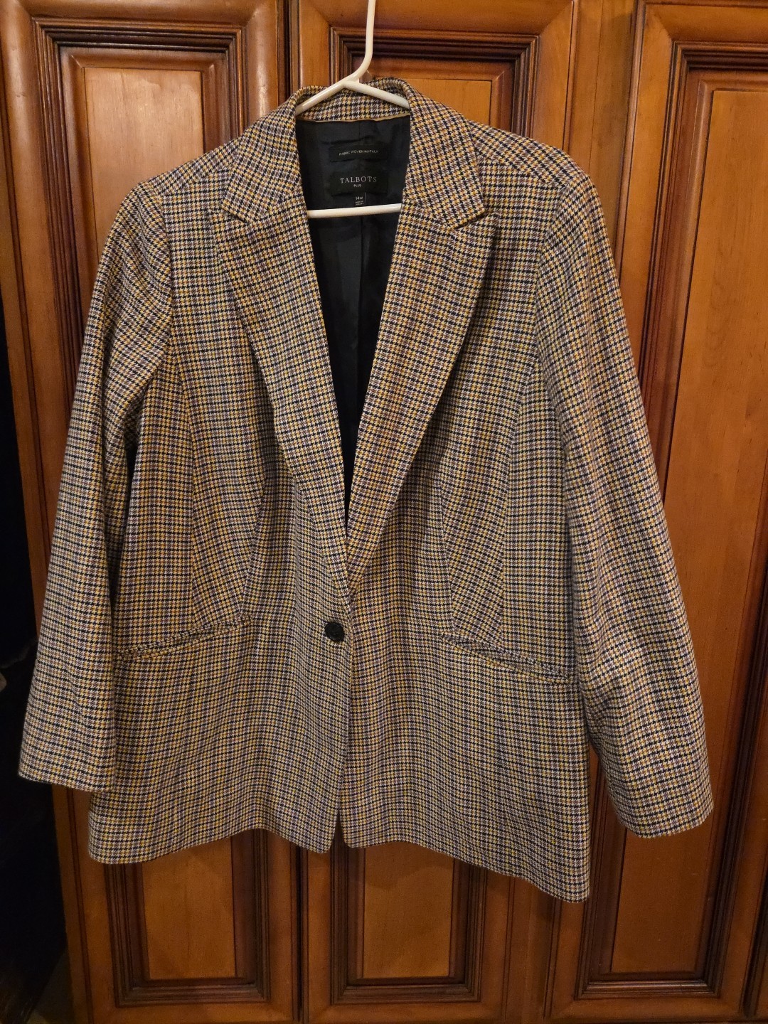Talbots Plus Houndstooth Single Button Blazer Nav… - image 1