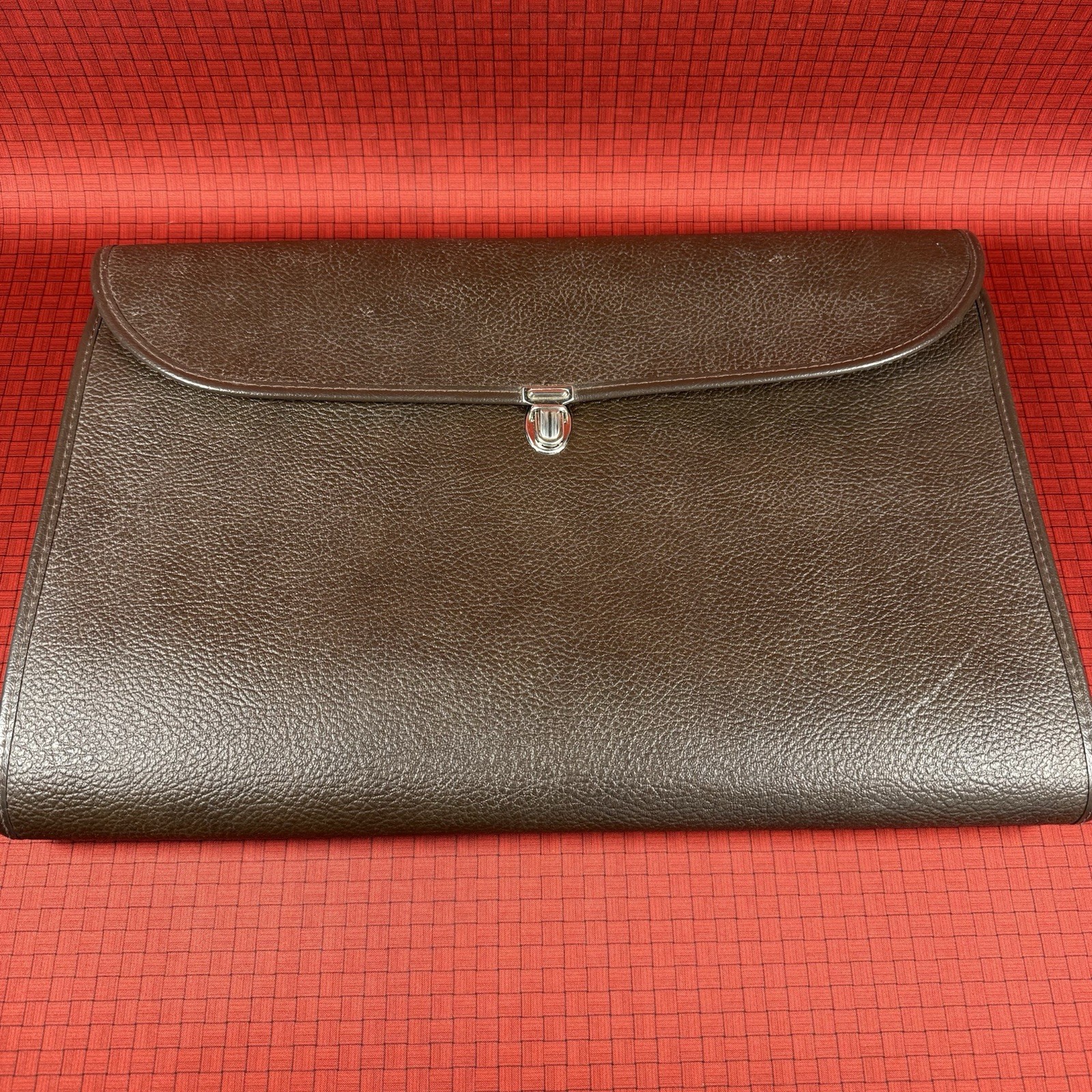Vintage Homa Brown Pebbled Leather File Folder Portfolio Cen