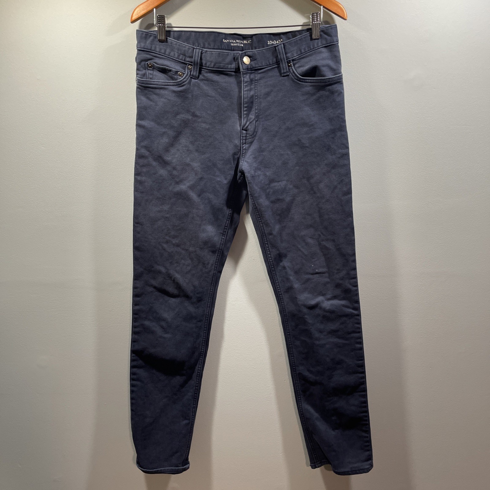 Banana Republic Traveler Slim Fit Mens 33x34 Navy Blue Stretch Pants