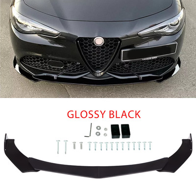 Front Bumper Lip Splitter Chin Spoiler ABS Body Kit For Alfa Romeo Giulia 17-21