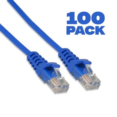 100 pack - 75ft Cat5e UTP Ethernet Network Patch Cable RJ45 Lan Patch Cord Blue