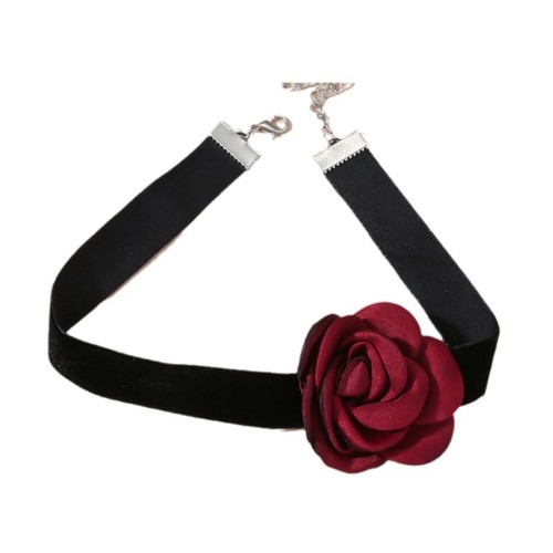 Big Flowers Necklet Velvets Delicate Neck Chain Women Jewelry Vintage Necklace - Picture 3 of 9