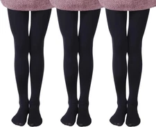 EVERSWE 3 Pairs Pack Girls Microfiber Tights Multiple Colors 2-4T, Black 