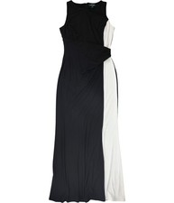 Ralph Lauren Womens Colorblocked Jersey Gown Dress, blkwht, 8
