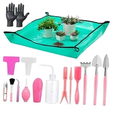  25Pcs Mini Garden Hand Transplanting Succulent Tools Set, 39.4" Thickened Pink