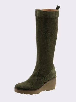 Stiefel grün 37 Heine Damen Veloursleder Stiefel Keilabsatz UVP: 159  9.9426