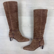 Veronica Beard Kenzie Mid Heel Tall Boot Womens 5 Cedar Brown Suede Leather NEW
