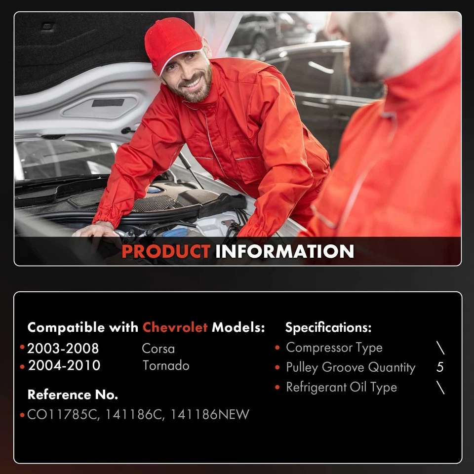 Compresor de aire acondicionado con polea de 5 ranuras para Chevy Tornado 2004-2010 Corsa 2003-2008 Foto 2 de 4