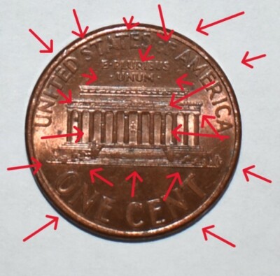 penny イエロー 1993 Lincoln Penny No Mint Mark Strike Through AM Error