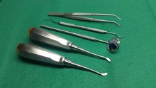 SET OF 5 PIECE MILLER APEXO DENTAL ROOT ELEVATORS Left Right With Gold Handle