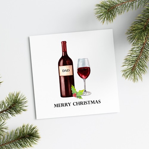Personalised Christmas Card Dad Mulled Wine Christmas Gift Husband Red Wine Xmas - Picture 3 of 3