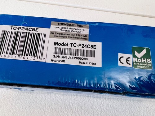 Open Box TRENDNET TC-P24C5E CAT5 Rack Mount Patch Panel 24 Port - Picture 2 of 2