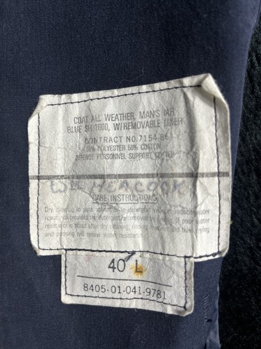 VTG Military All Weather Trench Coat Jacket Mens 40L Blue Removable Liner USA - Picture 2 of 10