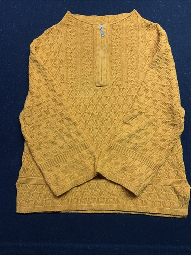 COLDWATER CREEK WOMEN'S CABLE KNIT SWEATER ORANGE ZIPPER