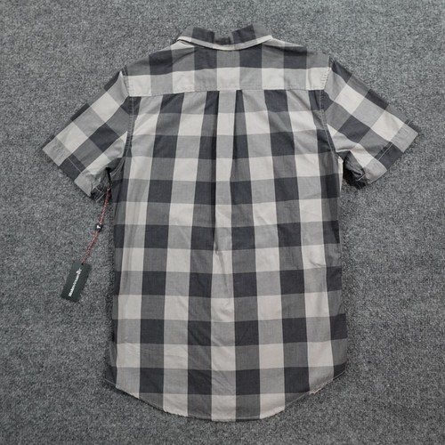 Modern Amusement Shirt Men S Gray Plaid Short Sleeve Button up Slim Skater 9811 - Picture 8 of 14