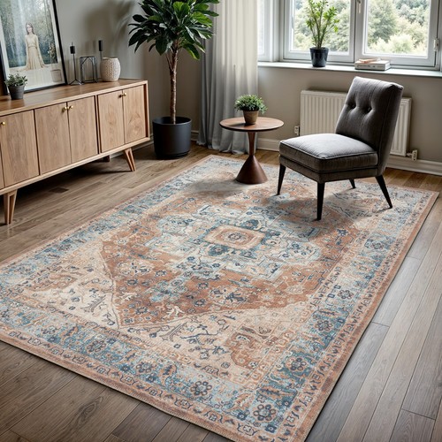 GLN Rugs Hopa - Maschinenwaschbarer Vorleger - Türkisch Braun/Blau Heimteppiche - Bild 43 von 63