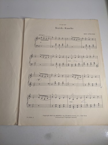 Vtg Knick Knacks Sheet Music By Eric Steiner Piano Belwin 1957 - Picture 2 of 5