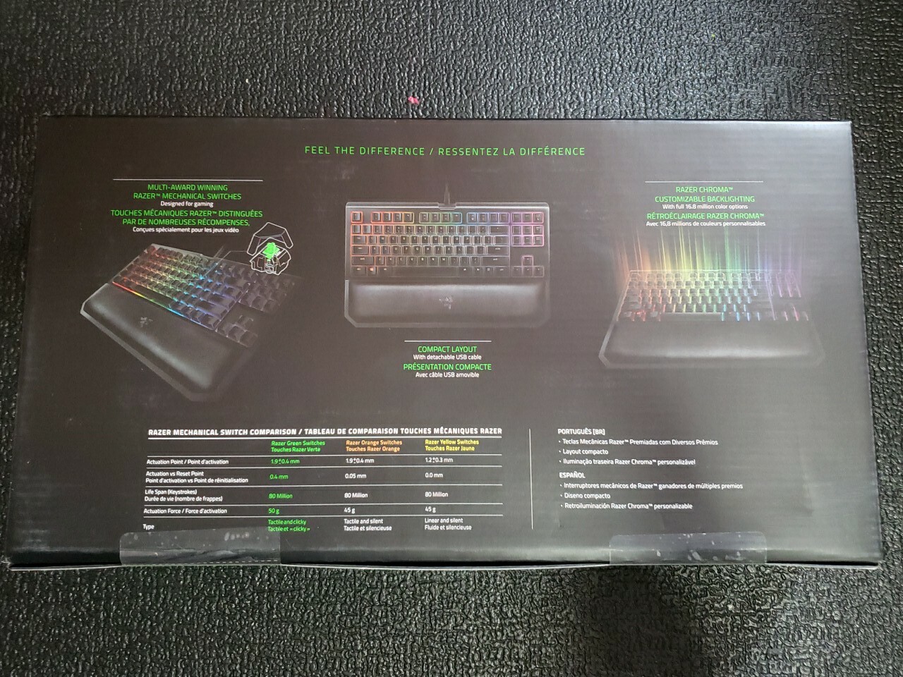NEW Razer Blackwidow Tournament Edition Chroma V2 Green Clicky Switches SEALED