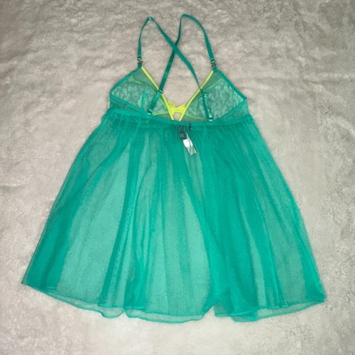 Neu Victoria's Secret Babydoll Negligee Gr. Medium durchsichtig meergrün kurze Länge - Bild 4 von 8