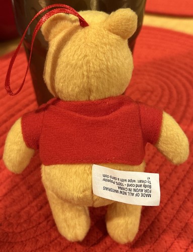 VTG 1998 Avon Disney Winnie the Pooh Christmas Ornament Plush Stuffed 5” Holiday - Picture 4 of 6