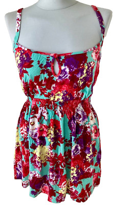Alba Moda Spaghetti-Top Longtop Gr. 38 46 Türkis Blumen bunt neu mit Etikett