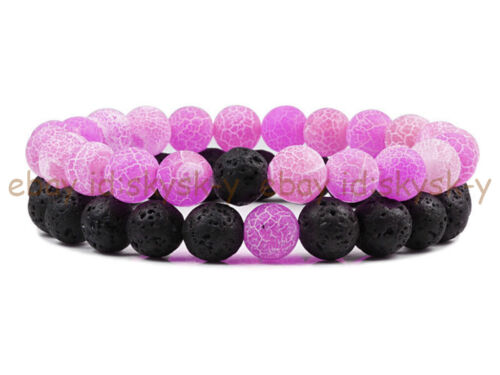 Women Men 2 Pcs Multiple Gemstone Elastic Couple Bracelet 7.5" Lovers Friendship - Picture 5 of 21