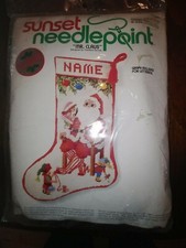 SUNSET NEEDLEPOINT STOCKING RARE "MR. CLAUSE" NEW SEALED L K   