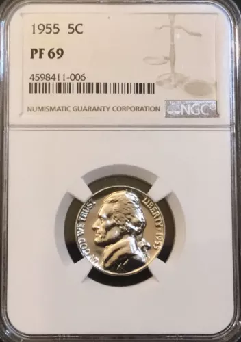 1955-P JEFFERSON NICKEL - NGC PF 69 - GREAT DETAIL