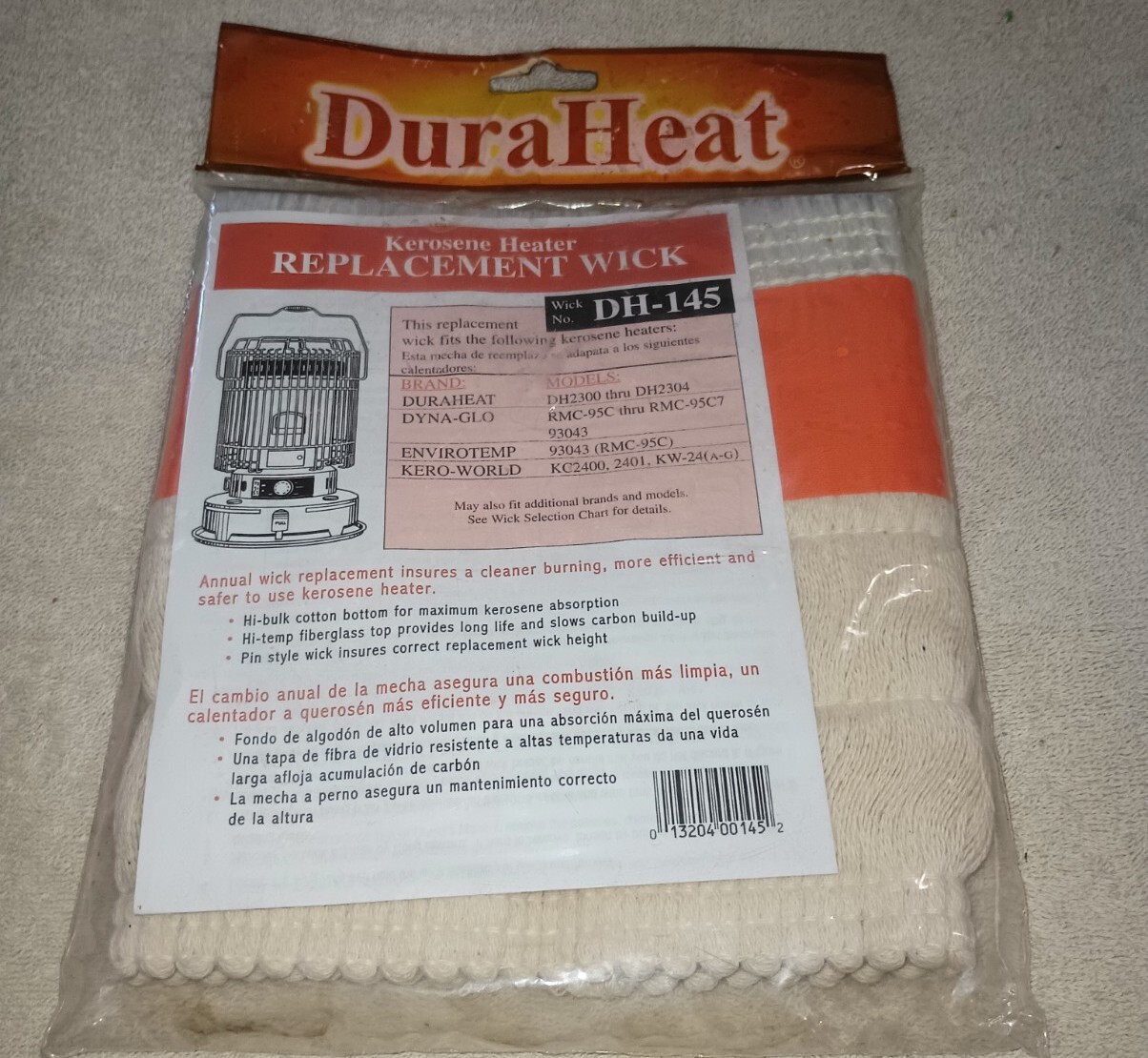 DuraHeat DH145 Kerosene Heater Replacement Wick New Old Stock