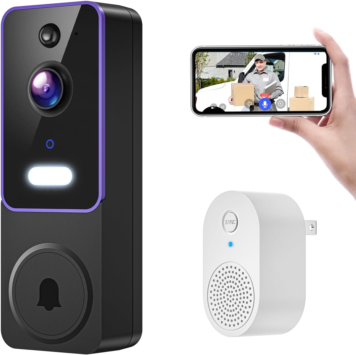 Smart Video Doorbell Camera Wireless Indoor/Outdoor Surveillance Cam AI Human