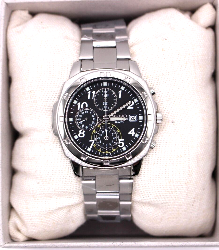 SEIKO SND195 P1 Chronograph Watch Overseas Reimported Models Black
