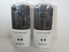Lot Of 2 NEW SONY EARBUDS w/ MIC BLACK HEADPHONES MDR-EX15AP Comfortable fit