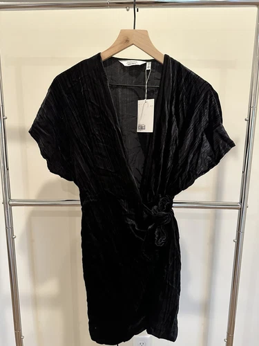 & Other Stories Velvet Wrap Dress Black 0