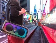 MR DJ FIRE-FLAME 6.5" X 2 Rechargeable Portable Bluetooth Karaoke Speaker with