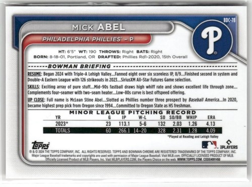 2024 Bowman Draft Phillies - You pick from Chrome, Refractors, Parellels, Numbe - Picture 67 of 149