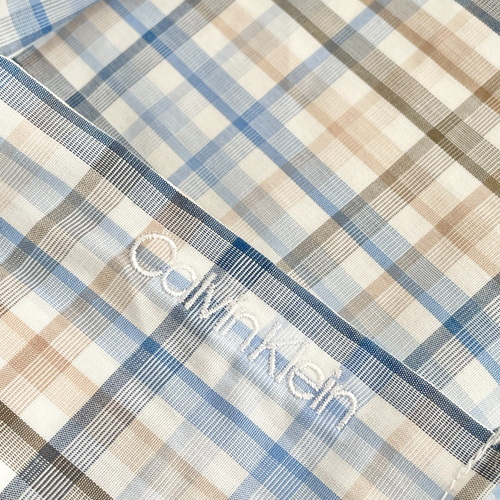 Calvin Klein Stretch Gingham Slim Shirt Mens M Brilliant White Multi Plaid New - Picture 10 of 16