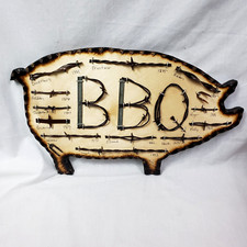 Pig BBQ Antique Barbed Wire Display Authentic Barbwire Collection  18x11
