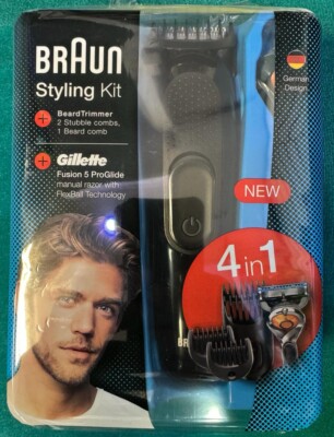 New Braun  4-in-1 Beard Trimmer Styler with Gillette Razor Styling Kit For Men.