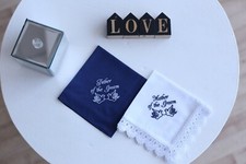 Custom Parents Wedding handkerchiefs Embroidered Mother of the groom gifts navy