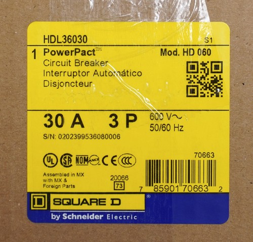 Square D - HDL36030 Breaker - Schneider Electric - 3P, 3PH, 30A, 600V, 25kA@240V - Picture 9 of 9