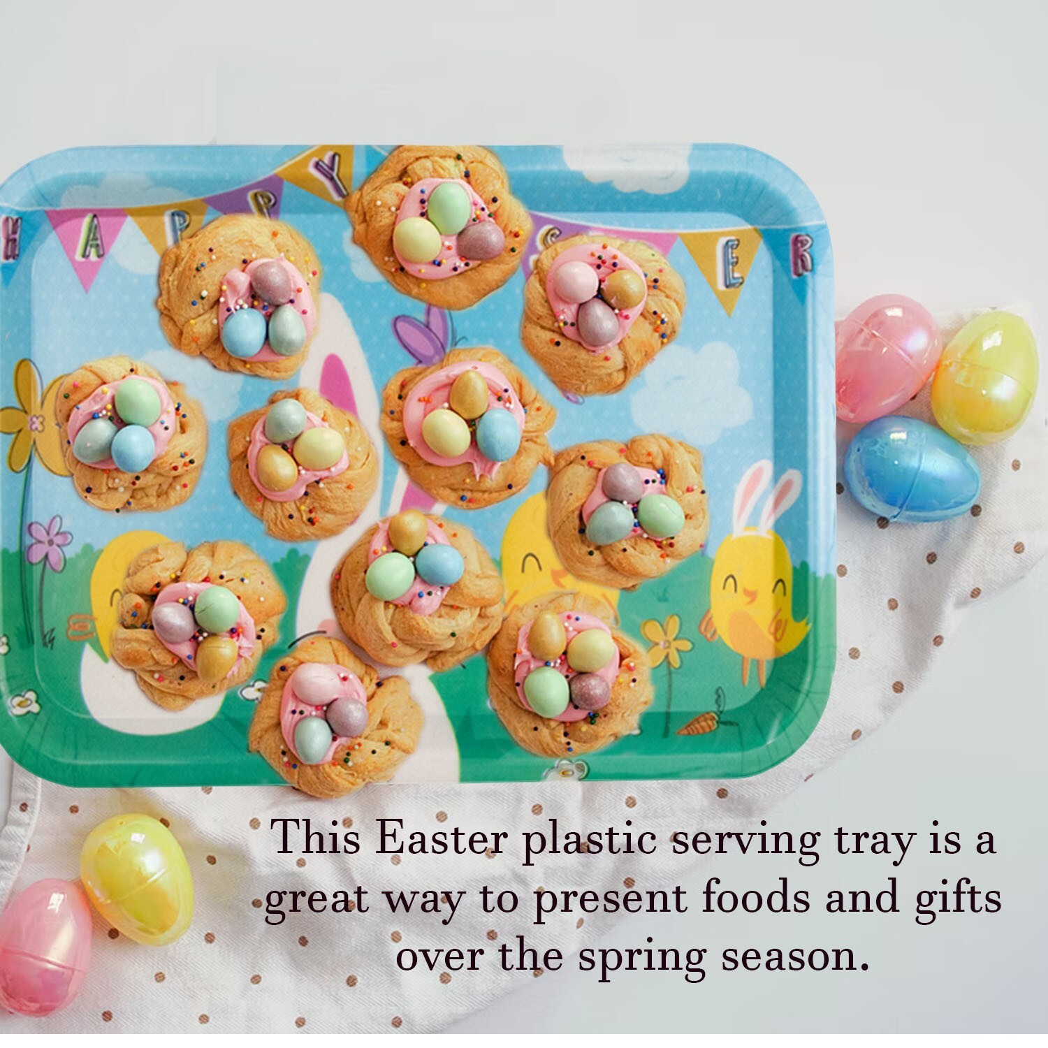 EASTER SERVING TRAY Rectangular Plastic Food Drink Treat Kitchen Party