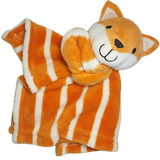 SL Home Fashions 119741 Fox Orange Stripe Fleece Baby Security Blanket Lovey EUC